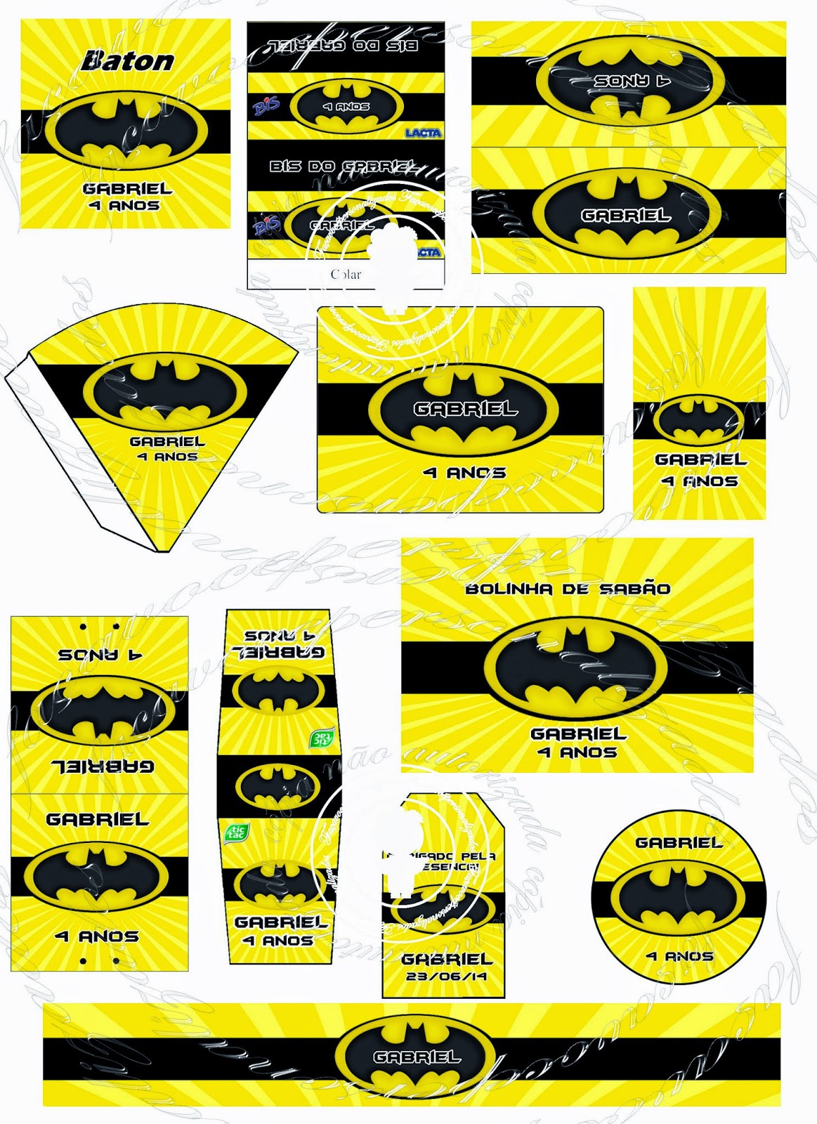 Faça você personalizados: Kit festa Batman 3