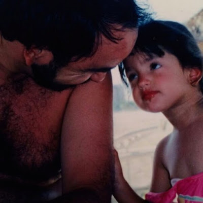 Eiza González with her father in childhood