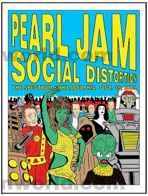 Pearl Jam - October 28, 2009 - The Spectrum - Philadelphia, PA Concert Poster by Tom Tomorrow