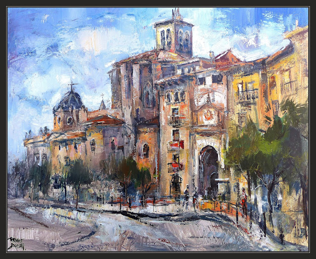 SOLSONA-PINTURA-PAISATGES-SOLSONÉS-CATALUNYA-PORTAL DEL PONT-CATEDRAL-QUADRES-ARTISTA-PINTOR-ERNEST DESCALS-