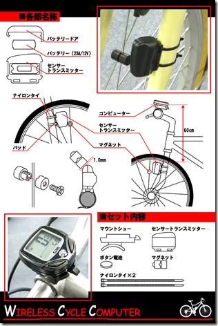 ワイヤレスサイクルコンピューター（商品説明）