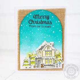 Sunny Studio Stamps: Happy Home & City Street Winter Scene Christmas Card by Lexa Levana.