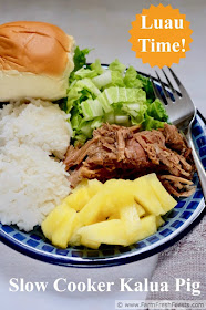 Bring the luau out of the back yard and into the slow cooker with this simple 3 ingredient recipe for slow cooked pork. This is a great meal to take to friends, and the leftovers freeze well.