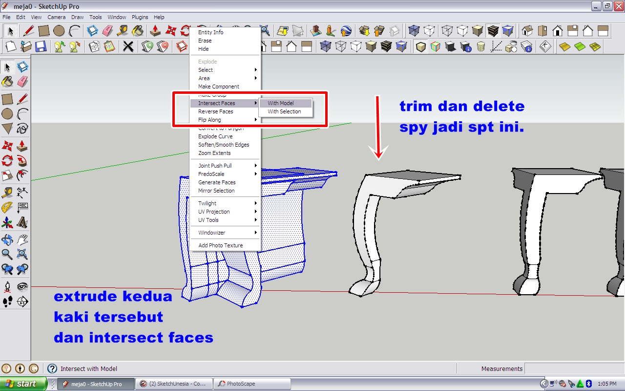 Tutorial Modeling Meja  di Sketchup  Tutorial Update