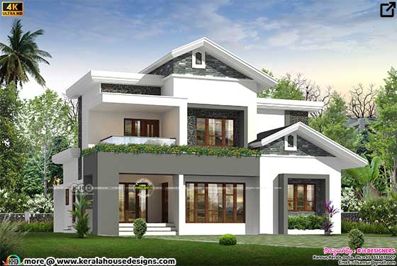 2910 square feet 4 bedroom modern mixed roof house