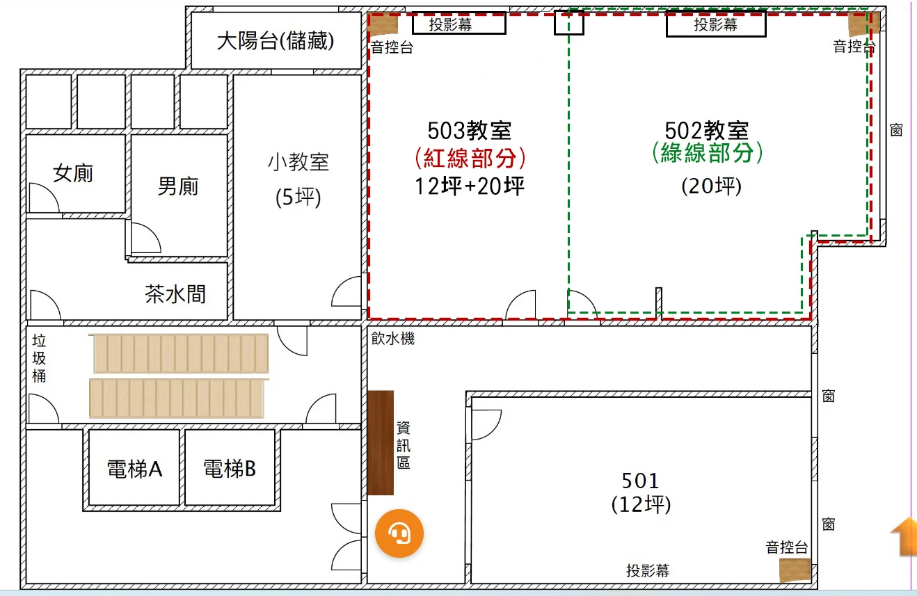 台北會議室租借-微風廣場復興教室租借-交通導引-平面圖