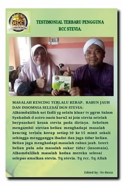 TESTIMONI RCC STEVIA, KHASIAT RCC STEVIA, GULA ALTERNATIF, GULA SIHAT, GULA SELAMAT,