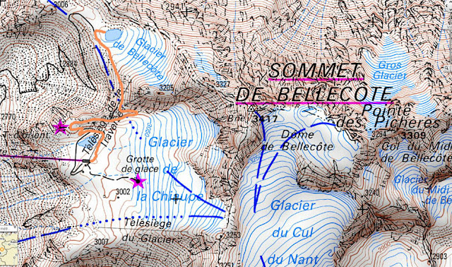 Plan d'accès Glacier de Bellecote