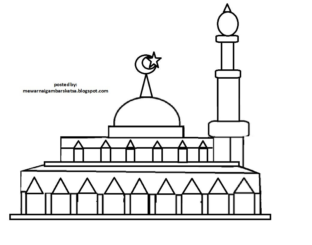 Download Gambar Sketsa Masjid Warna Sketsabaru