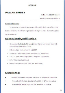 ba english resume format