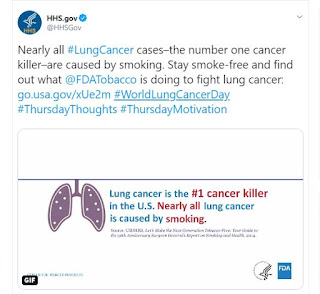 Screenshot of HHS.gov World Lung Cancer Day post on Twitter