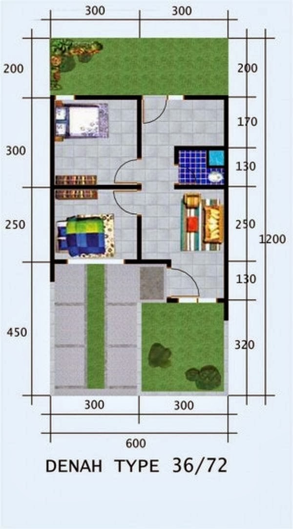 contoh gambar denah rumah minimalis type 36 3