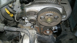 Cam Belt on a Toyota Starlet 4E-FE engine.