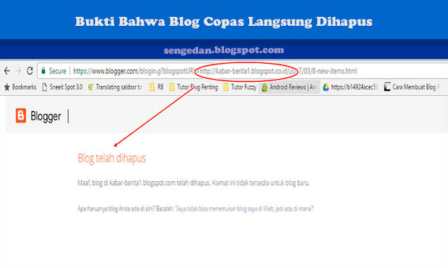 Bukti Bahwa Blog Copas Langsung Dihapus