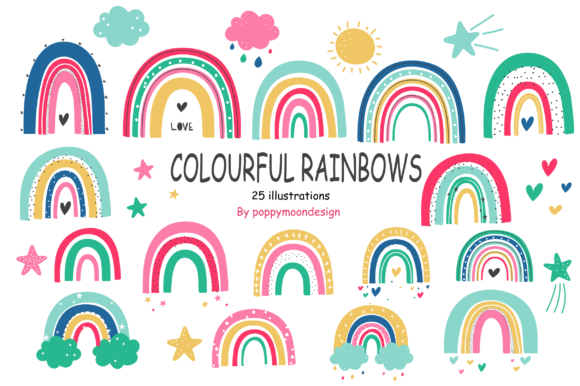Colourful Rainbows Clip Art Set
