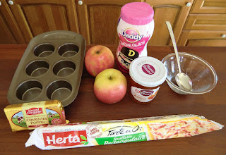 Ingredients for four serving of apple rose dessert