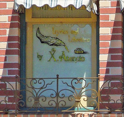 Atencio Window Disneyland Main Street lyricist writer Imagineer