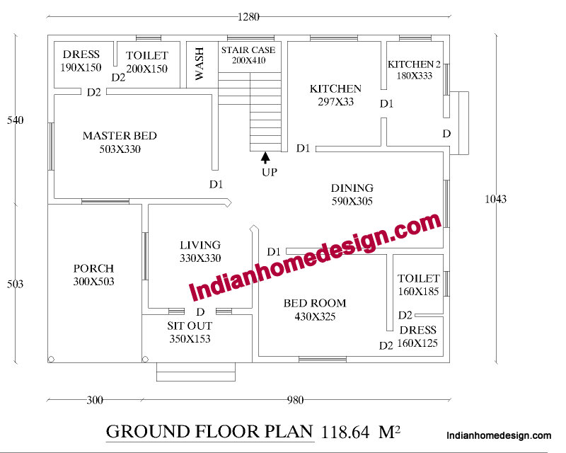 Single Floor House Plans In Kerala. 2000 sqft kerala 4BHK plan