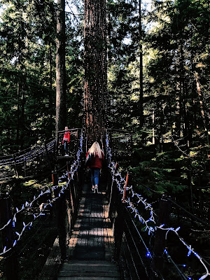 Walking over Capilano suspension bridge 