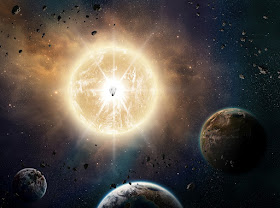 Explosão estelar, explosão planetária, asteroide bate na Terra