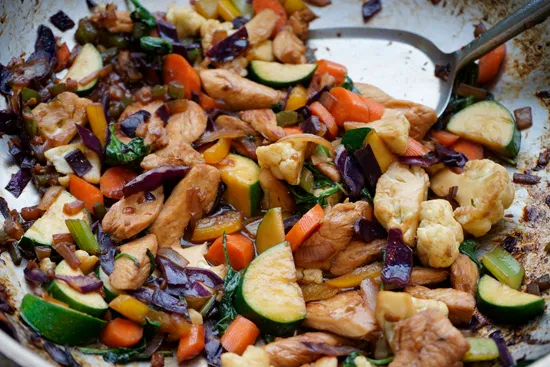 Chicken Stir-Fry with lots of veggies. This recipe makes an easy weekday meal.