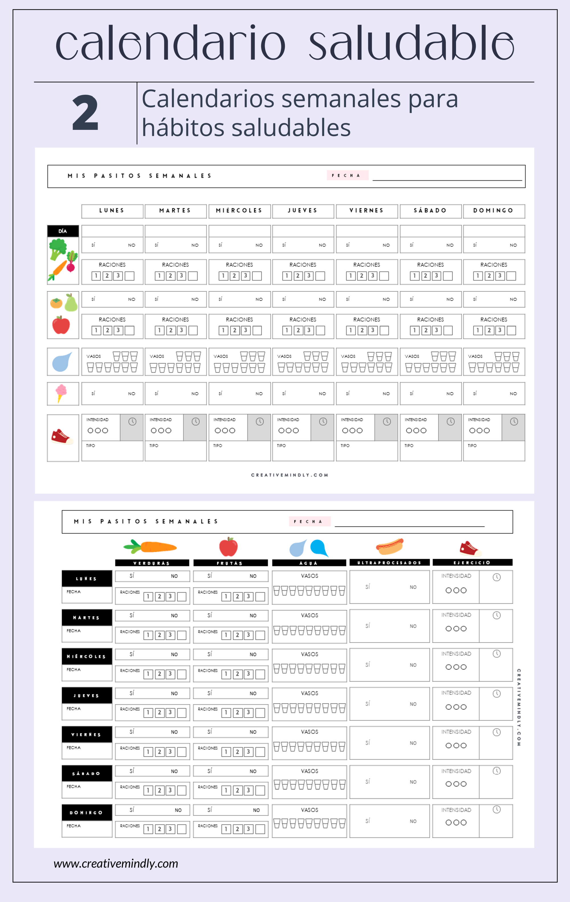 calendario mensual habitos saludables