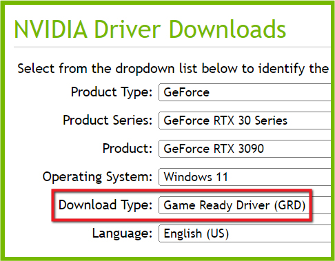 Choose Game Ready Driver for gaming and Studio Driver for other purposes.