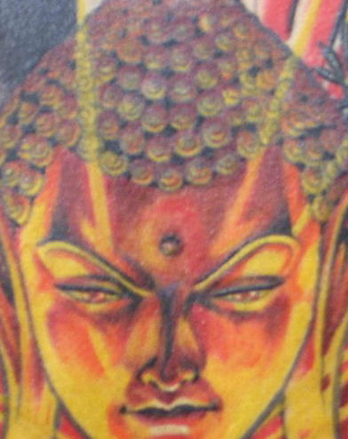 tattoo buddha. 3d Buddha tattoo close-up.