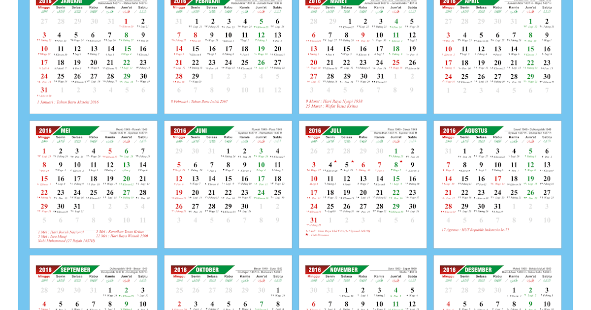 64 Gambar Kalender  Jawa  1995 