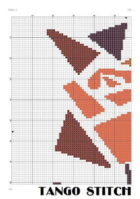 Orange abstract rose cross stitch pattern - Tango Stitch