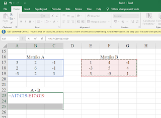 Tutorial Perhitungan Penjumlahan dan Pengurangan Matriks di Excel