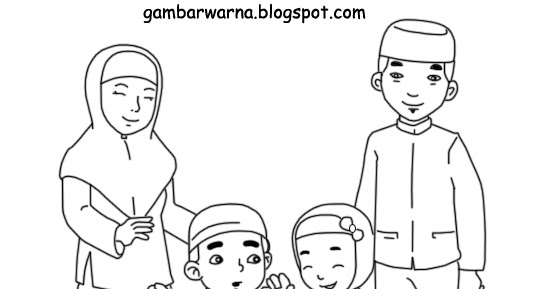 Mewarnai Keluarga Muslim  Belajar Mewarnai Gambar