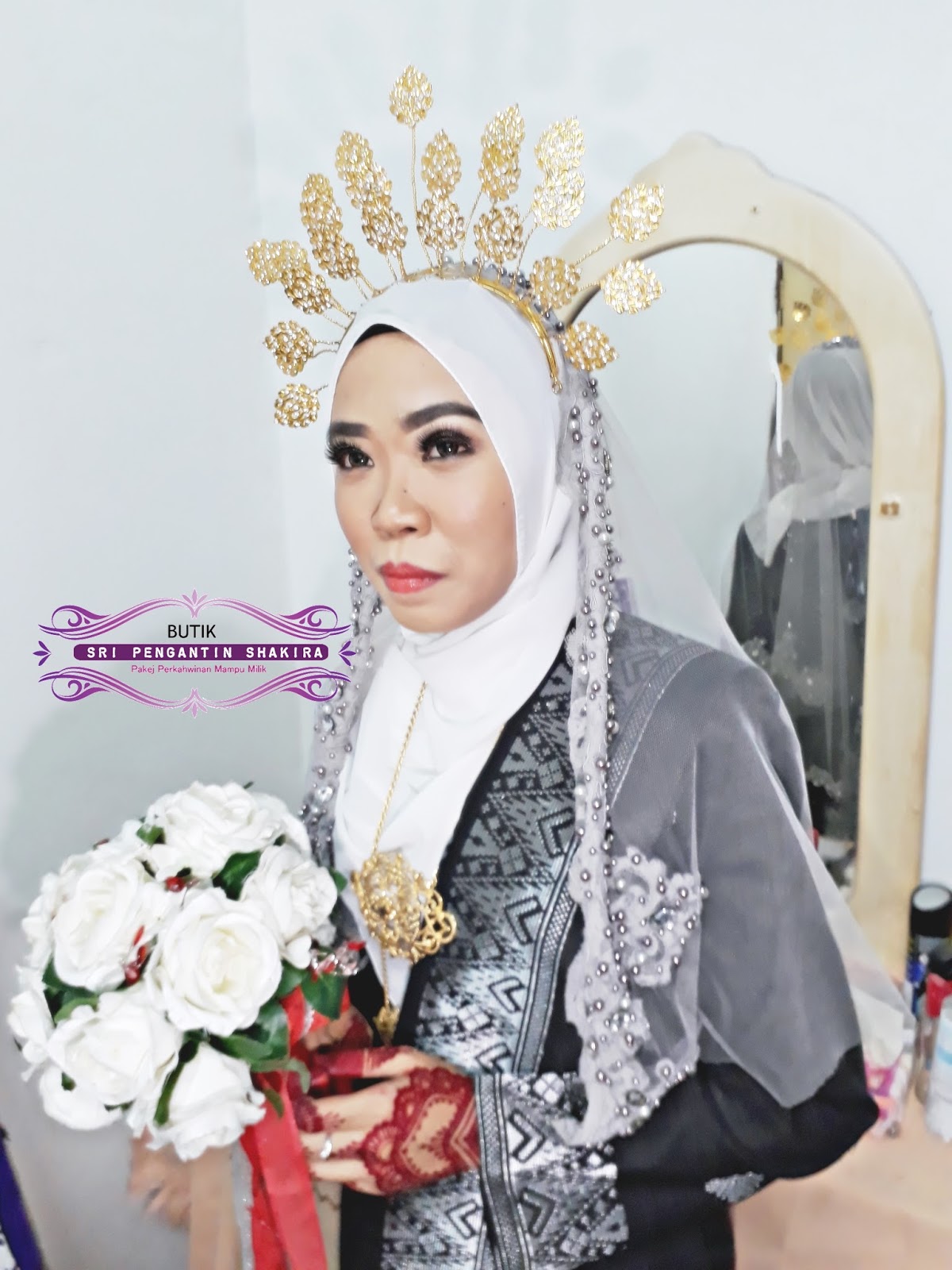  Baju Pengantin  Songket Peach Dan Hitam Fatin Naim 