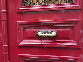 Close up of brass door handle in Paris