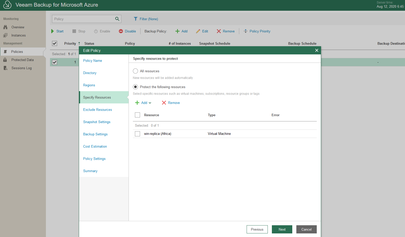 Veeam backup for azure