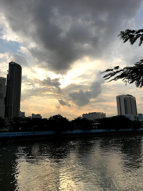 Sunset on the river bank.