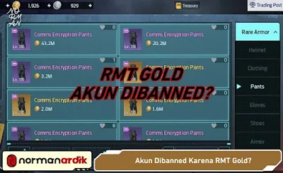 Akun Dibanned Karena RMT Gold Undawn