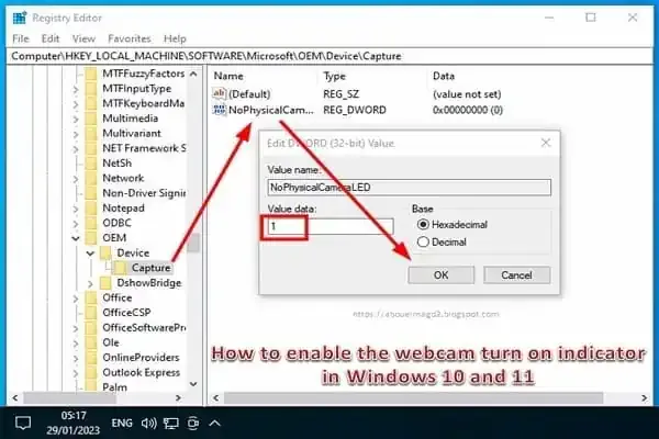 How to enable the webcam turn on indicator in Windows 10 and 11