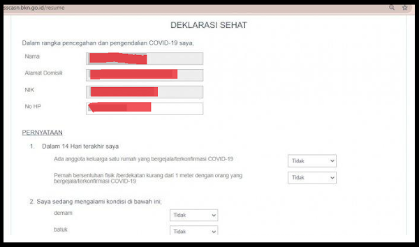 gambar form deklarasi sehat