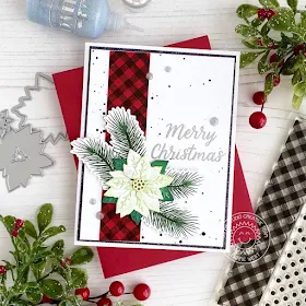 Sunny Studio Stamps: Layered Poinsettia Dies Christmas Trimmings Merry Christmas Card by Leanne West