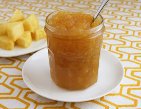 Food Lust People Love: Spread a little bright yellow sunshine on your morning toast with my easy pineapple jam. With just two main ingredients, it couldn’t be simpler. It also makes a great filling for muffins, cakes and buns. Quick jam made from fresh pineapples requires only heat and sugar and just a little bit of time. No water bath is necessary; just store it in a clean jar in the refrigerator. I can guarantee it won’t last long!