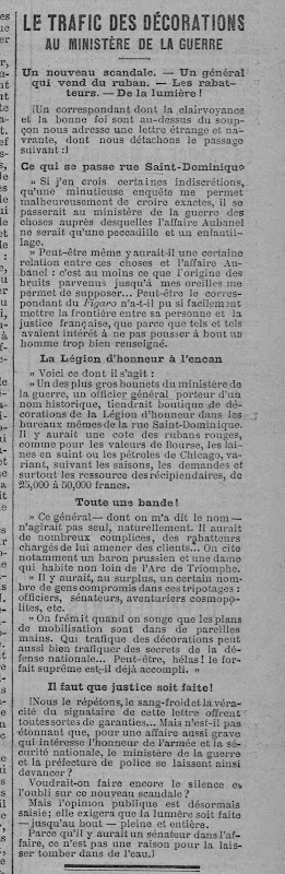 Extrait du journal "XIXe siècle" l'affaire des décorations