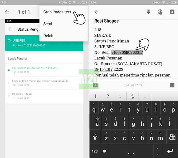  kita tidak dapat menyalin nomor resi dari aplikasi Shopee Android 3 Teknik Copy Nomor Resi dari Aplikasi Shopee Android