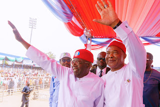 Governor of Imo State, Hope Uzodimma, hosts 2023 Presidential candidate of the ruling All Progressives Congress (APC), Asiwaju Bola Ahmed Tinubu, at the Dan Anyiam Stadium in Owerri, for his 2023 Presidential Campaign rally. President Muhammadu Buhari; Vice Presidential candidate of the Party, Kashim Shettima; National Chairman of the Party, Abdullahi Adamu; and other top members of the APC were present at rhe event