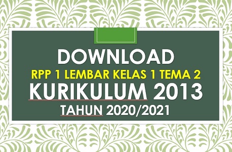 RPP 1 Lembar Kelas 1 Semester 1 Tema 2 Subtema 2 Revisi 2020/2021