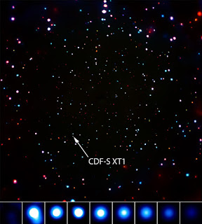 Mysterious flash of X-rays: Chandra Deep Field South X-ray Transient 1