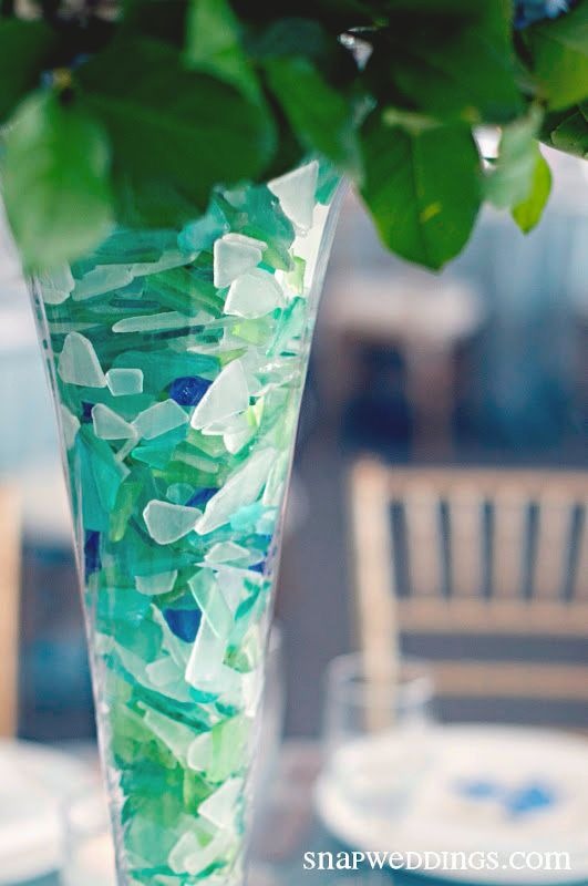 Seaglass in Tall Vase for Table Centerpiece