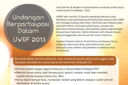 Ubud Writers & Readers Festival 2013 (DL: 30 Januari 2013)