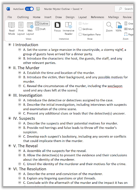 Microsoft Word 365 Outline