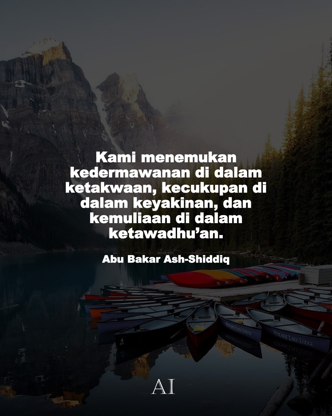 Wallpaper Kata Bijak Abu Bakar Ash-Shiddiq  (Kami menemukan kedermawanan di dalam ketakwaan, kecukupan di dalam keyakinan, dan kemuliaan di dalam ketawadhu’an.)